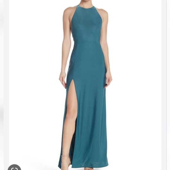 Love By Design Teal Slinky Halter Maxi Dress XS NWT - Picture 1 of 8